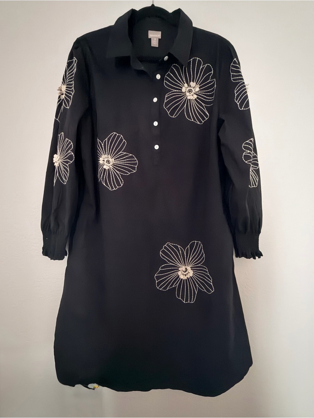 Chico’s Black Floral Embroidered Shirt Dress - Women